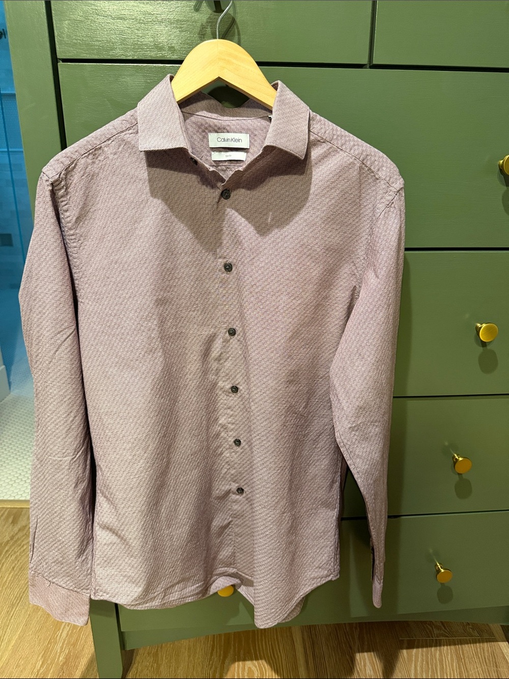 Calvin Klein Men's Light Purple Micro-Pattern Dress Shirt